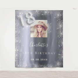 Tapiz bienvenida con purpurina de plata para el cumpleañ