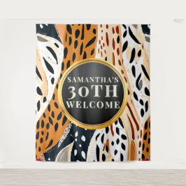 Tapiz Bienvenida Cumpleaños 30 Boho Safari Estampado Ani