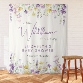 Tapiz Bienvenida de Baby Shower a Boho Wildflower Waterc