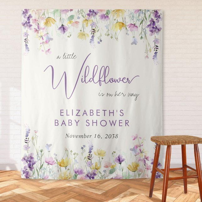 Tapiz Bienvenida de Baby Shower a Boho Wildflower Waterc (Subido por el creador)
