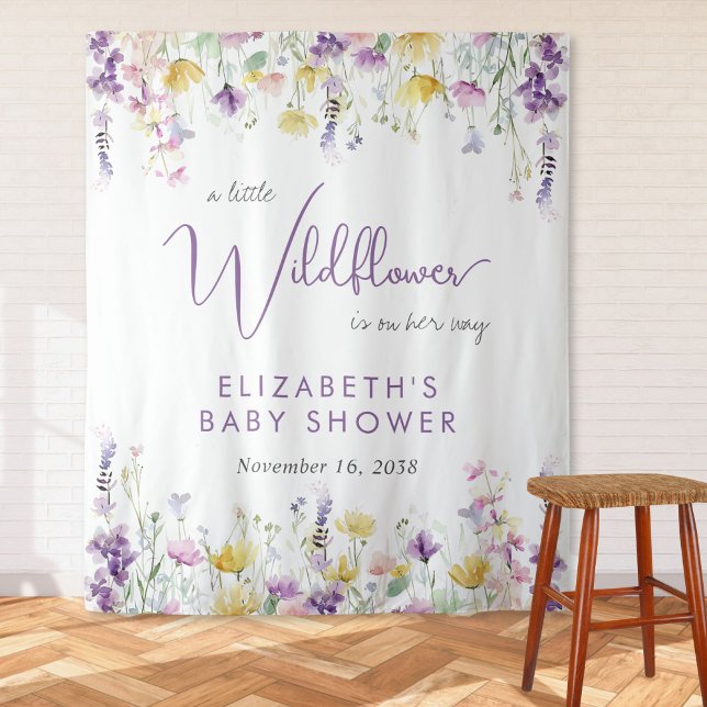 Tapiz Bienvenida de Baby Shower a Boho Wildflower Waterc (Subido por el creador)