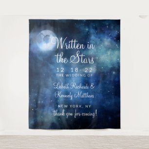 Tapiz Bienvenida de Boda Cielo Lunar Luna Llena Estrella