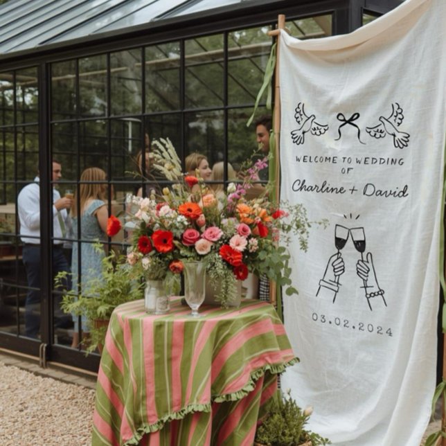 Tapiz Bienvenida de Boda Garabato Dibujada a Mano (Subido por el creador)