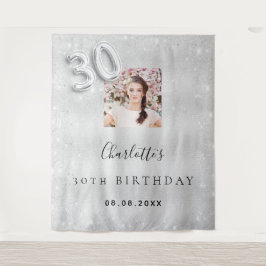 Tapiz bienvenida de cumpleaños 30 años con brillo de pla