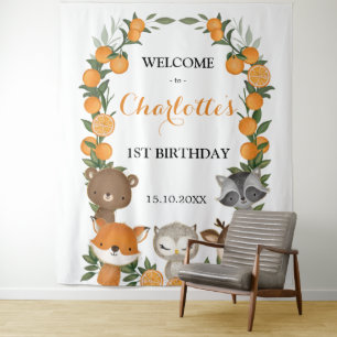 Tapiz Bienvenida de cumpleaños alegre naranja cítrico bo