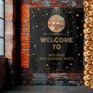 Tapiz Bienvenida de cumpleaños con bola de discoteca de