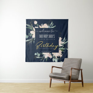 TAPIZ BIENVENIDA DE CUMPLEAÑOS DE CUALQUIER AÑO FLORAL O