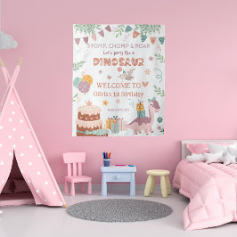 Tapiz Bienvenida de cumpleaños Dino Roar Pastel