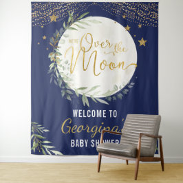 Tapiz Bienvenida de oro azul de la marina de la Luna de