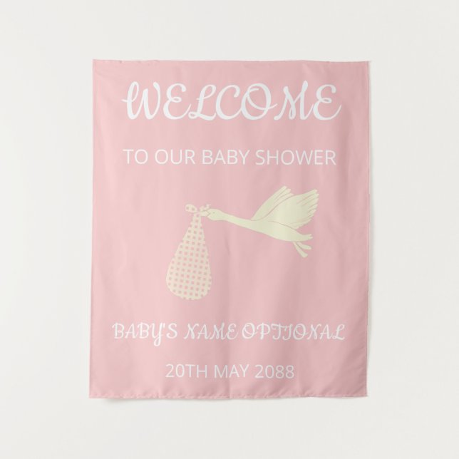 Tapiz Bienvenida Elegante Rosa, Texto Blanco Y Tormenta (Anverso)