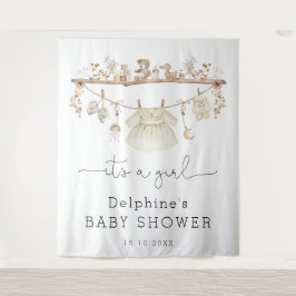Tapiz Bienvenida en Baby Shower a la bebé boho silenciad