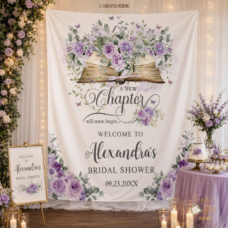 Tapiz Bienvenida Nupcial Capítulo Floral Púrpura de Libr