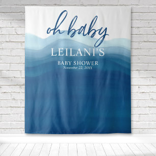 Tapiz Bienvenida Oh Baby Shower Fondo degradado azul
