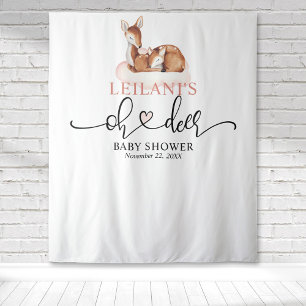 Tapiz Bienvenida Oh Deer Baby Shower Pink Cloud Backgrou