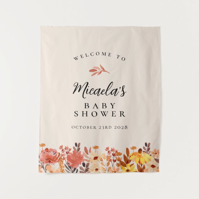 Tapiz Bienvenida Otoño Acuarela Flores Silvestres Baby S (Anverso)