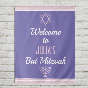 Tapiz Bienvenida personalizada para Bat Mitzvah