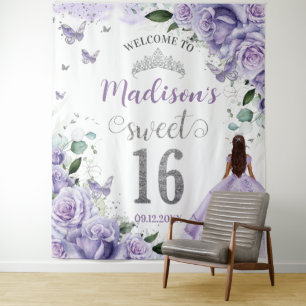 Tapiz Bienvenida Princesa Floral de las Dulces 16 Rosas