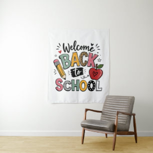Tapiz Bienvenido de nuevo a la escuela maestro estudiant