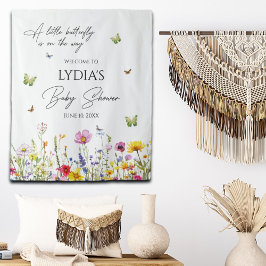 Tapiz Bienvenidos a Baby Shower a Little Butterfly Wildf