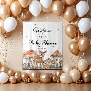 Tapiz Bienvenidos a Baby Shower de Boho Woodland Forest 