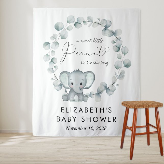 Tapiz Bienvenidos a Baby Shower de Cute Elephant Eucalyp (Subido por el creador)