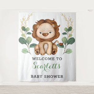 Tapiz Bienvenidos a Baby Shower de Cute Lion Jungle King