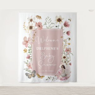 Tapiz Bienvenidos a Baby Shower de Rubor Wildflower Fair