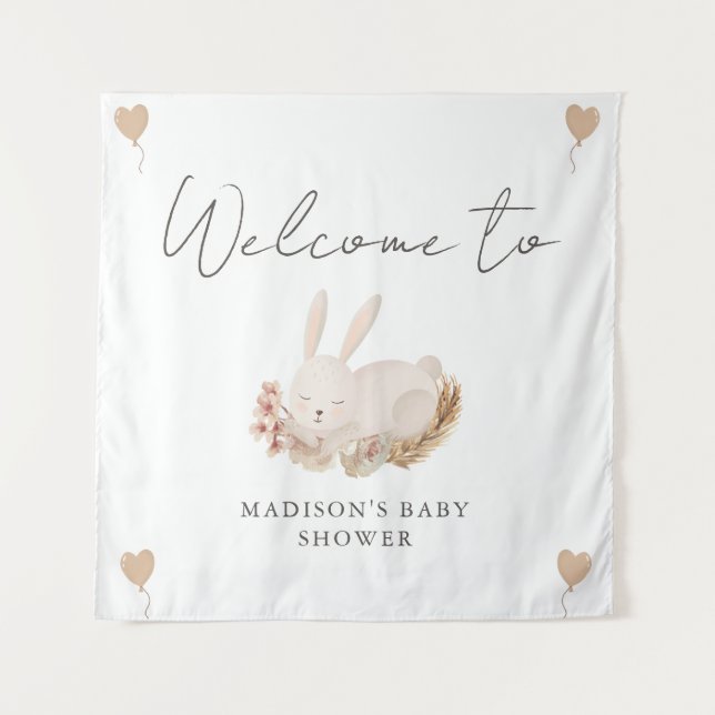 Tapiz Bienvenidos a Baby Shower Sweet Bunny (Anverso)