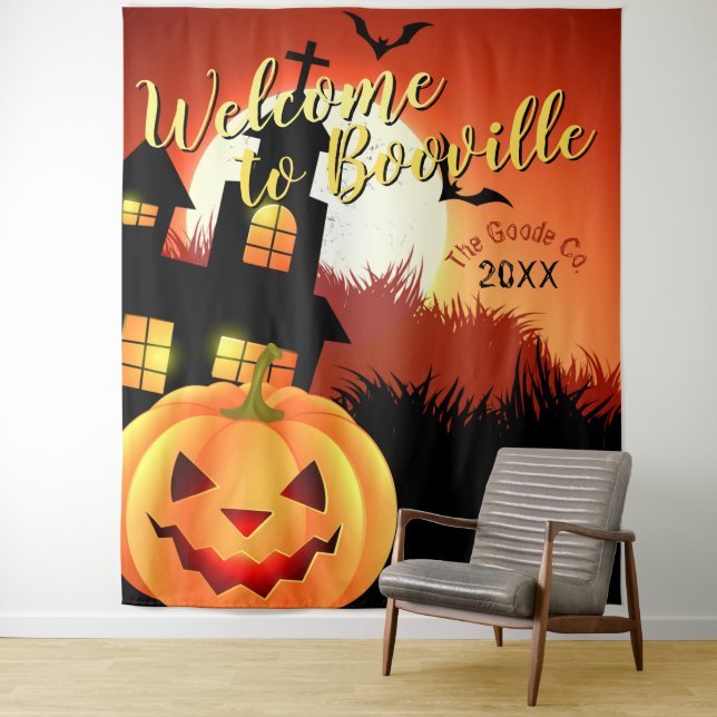 Tapiz Bienvenidos a Booville Halloween | Fondo del event (In situ)