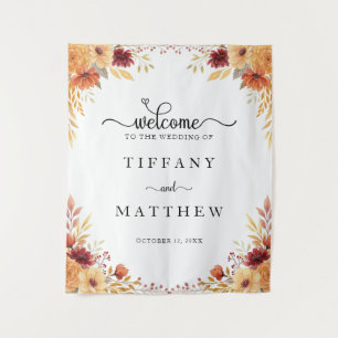 Tapiz Bienvenidos a la boda otoño de Florals