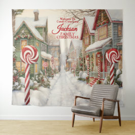 Tapiz Bienvenidos a los Navidades de Candy Cane Lane