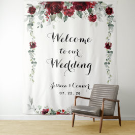 Tapiz Bienvenidos a Nuestra Boda de Eucalipto Blanco de