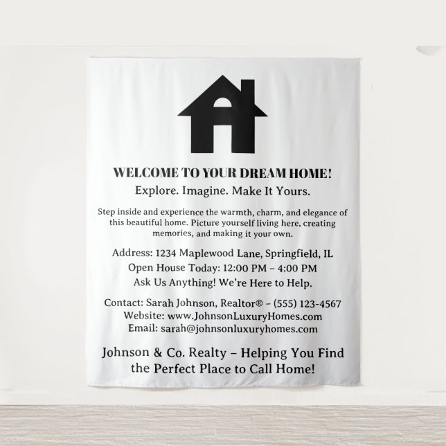Tapiz Bienvenidos al evento Real Estate Open House (Anverso)