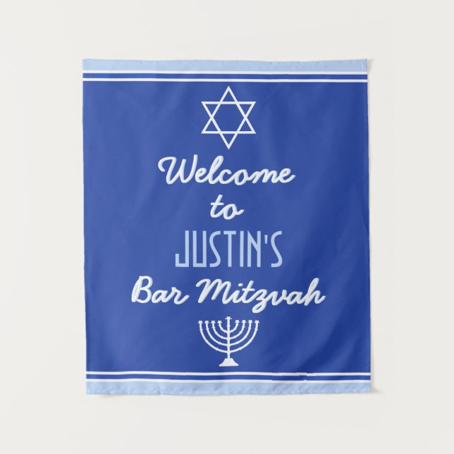 Tapiz Bienvenidos personalizados al Bar Mitzvah (Anverso)