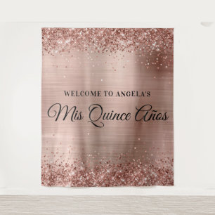 Tapiz Bienvenidos Rosa Purpurina de Oro y Relieve metali
