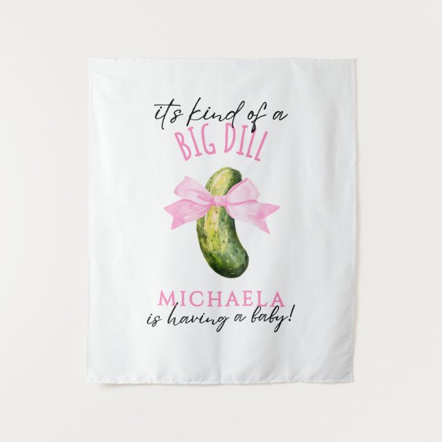 Tapiz Big Dill Watercolor Coquette Pickle Baby Shower (Anverso)