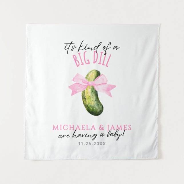 Tapiz Big Dill Watercolor Pickle Couple's Baby Shower (Anverso)