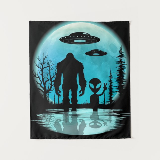 Tapiz Bigfoot UFO Alien (Anverso)