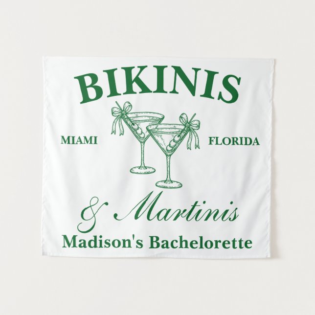 Tapiz Bikinis y Martinis Personalizados para Despedida d (Anverso (horizontal))