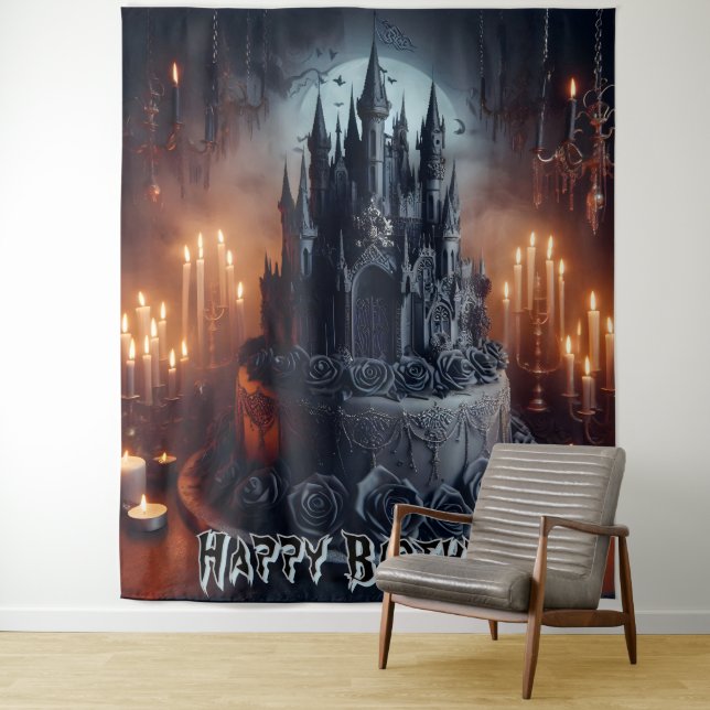 Tapiz Birthday Decorations  Castle Cake Gothic Banner (In situ)