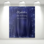 Tapiz Birthday party blue glitter dust photo backdrop<br><div class="desc">A tapestry for a girly and glamorous 21st (or any age) birthday party. A dark blue background,  the blue color is uneven. Decorated with faux glitter dust.  Personalize and add a name,  age,  date.</div>