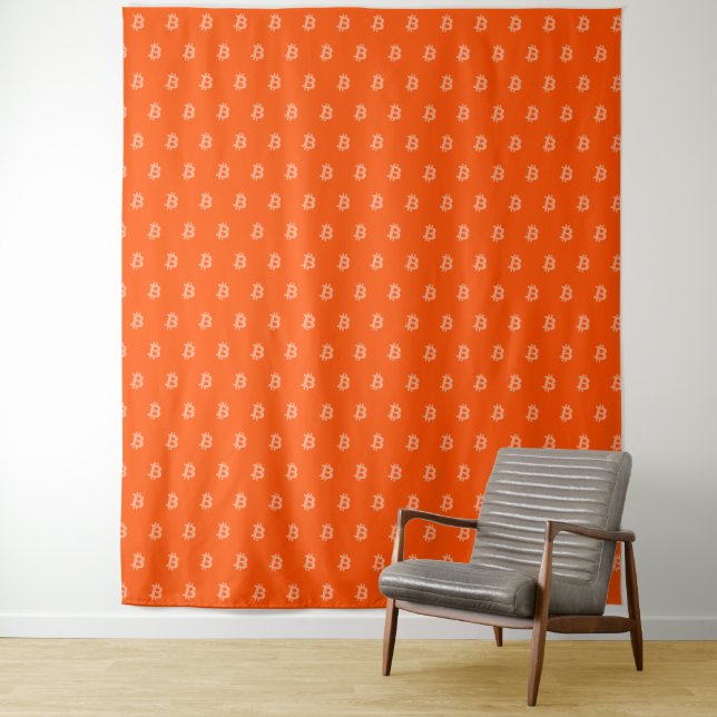 Tapiz Bitcoin Naranja Brillante (In situ)