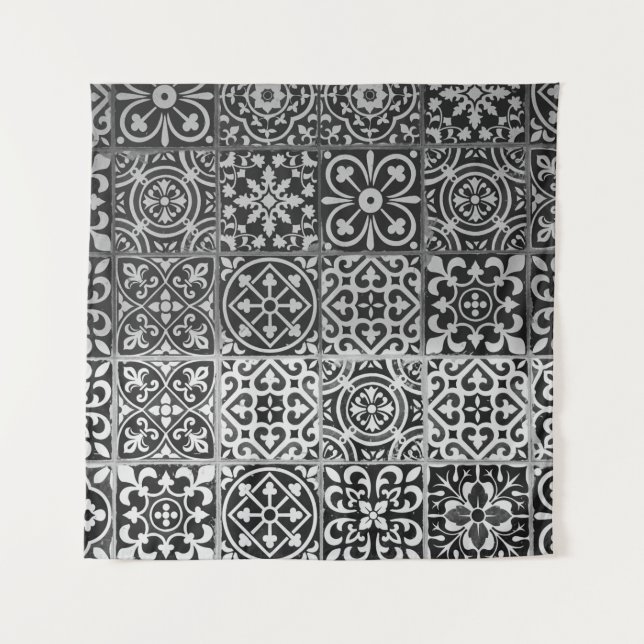 Tapiz Black and white damask patterns (Anverso)