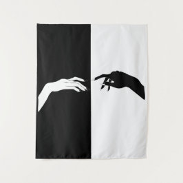 Tapiz Black and White Hands Modern Line Art