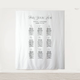 Tapiz Black and White Wedding Seating Chart 9 Tables