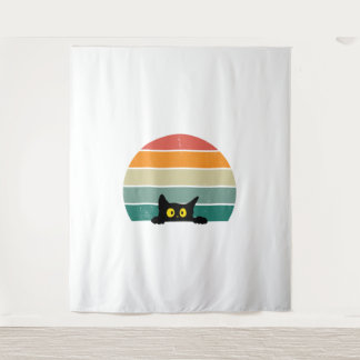 Tapiz Black Cat Peeking Sunset Vintage 4