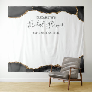 Tapiz Black Gold Agate Bridal Shower Photo Booth
