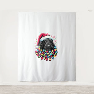 Tapiz Black Labradoodle Christmas Tree Xmas Lights Doodl