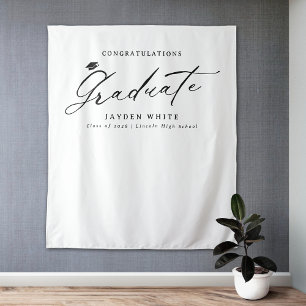 Tapiz Black Modern Caligraphy Simple Graduation Party