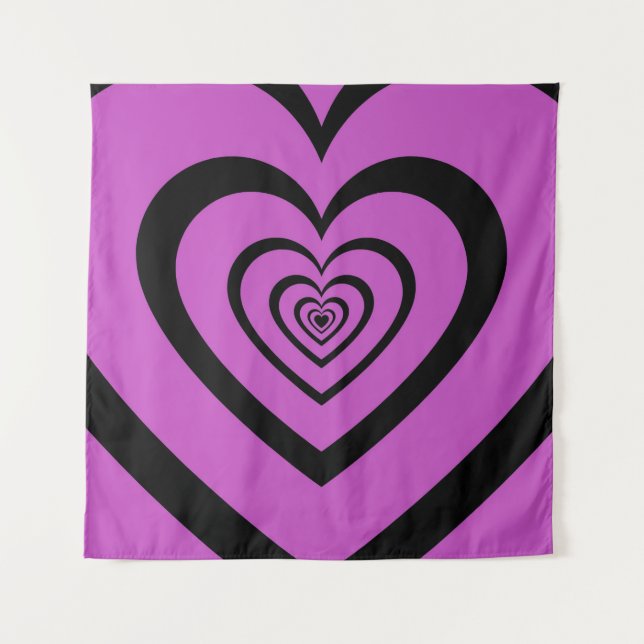 Tapiz Black Purple Hypnotic Heart Love Pattern (Anverso)